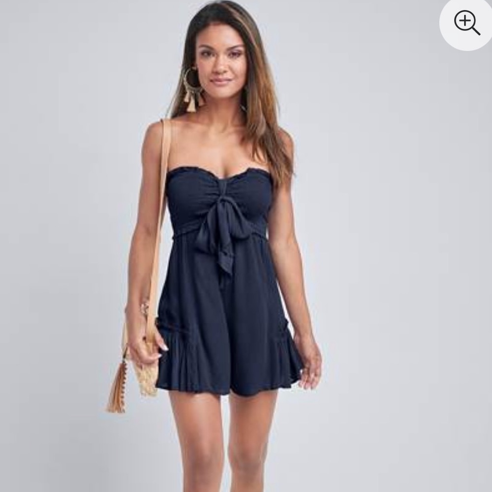 Smocked strapless romper